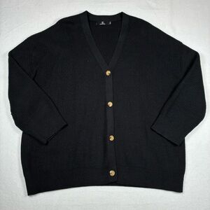 Illusory Button Up XL Women's Cozy Cardigan Sweater Shaker Knit Black NWOT